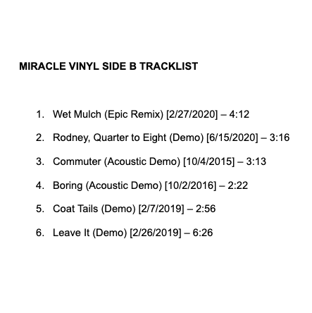 Equipment - Miracle EP
